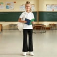 thumbnail image 2 of Yuncity Girls School Pants For Girls Flare Design Elastic Waist Stretch Long Pants Uniform Pants Size Black, 2 of 8
