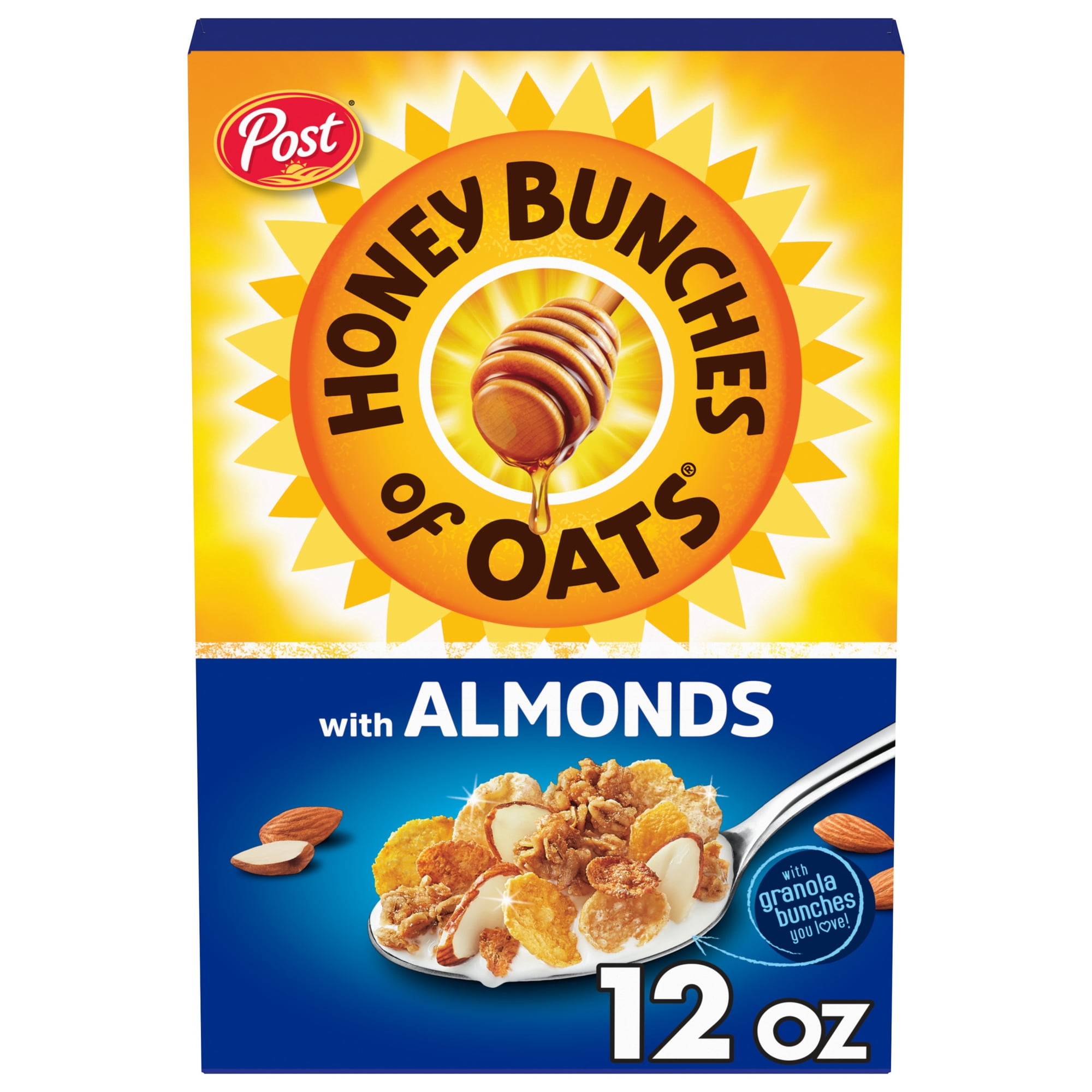 Honey Bunches of Oats with Almonds, Almond Breakfast Cereal, 12 oz Box