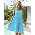 thumbnail image 5 of Mengpipi Women's Summer Casual Sleeveless V-Neck Swing Tank Dress Casual Flowy Tiered Beach Dress, Light Blue-L(US 12-14), 5 of 6