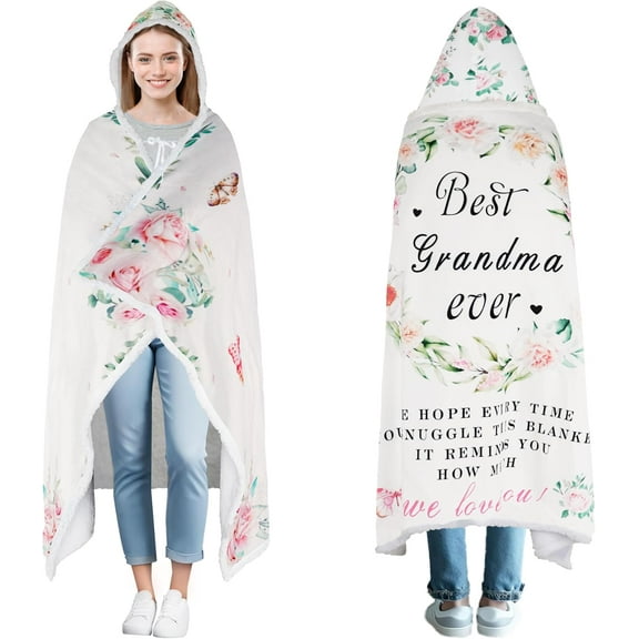 Gifts for Grandma Best Grandma Ever Gifts Wearable Blanket Hoodie - Birthday Christmas Valentine''s Mother''s Day Healing Thoughts Blanket Presents for Her from Granddaughter Grandson