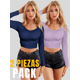 thumbnail image 4 of Set De Dos Blusas Unitalla Crop Top De Manga Larga Para Mujer Moda, 4 of 5