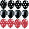 POLKA Dots BLACK RED Ladybug Dotted (12) 11 LATEX Helium Quality Party BALLOONS by LoonBalloon