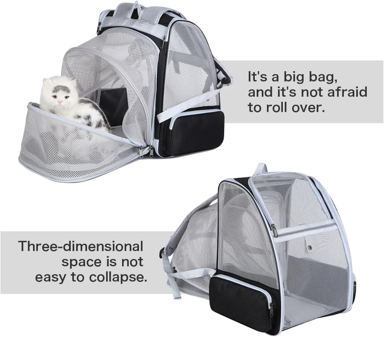 Expandable Pet Carrier Backpack for Cats & Small Dogs – Airline Approved, Breathable Mesh Design, Foldable Travel Bag for Hiking, Camping & Daily Use