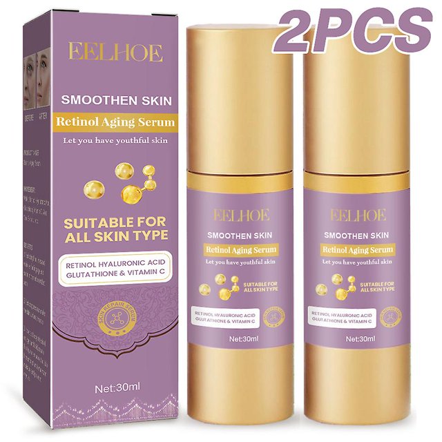 Sérum Visage au Rétinol 1/2 Pcs avec Vitamine C + Acide Hyaluronique pour Anti-Rides et Anti-âge
