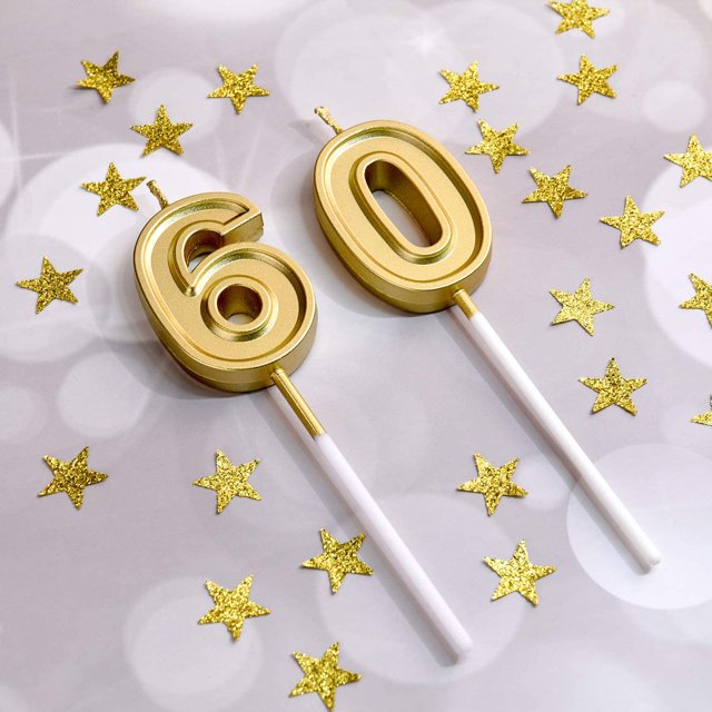 Velas de número de pastel XianweiShao 60 cumpleaños oro