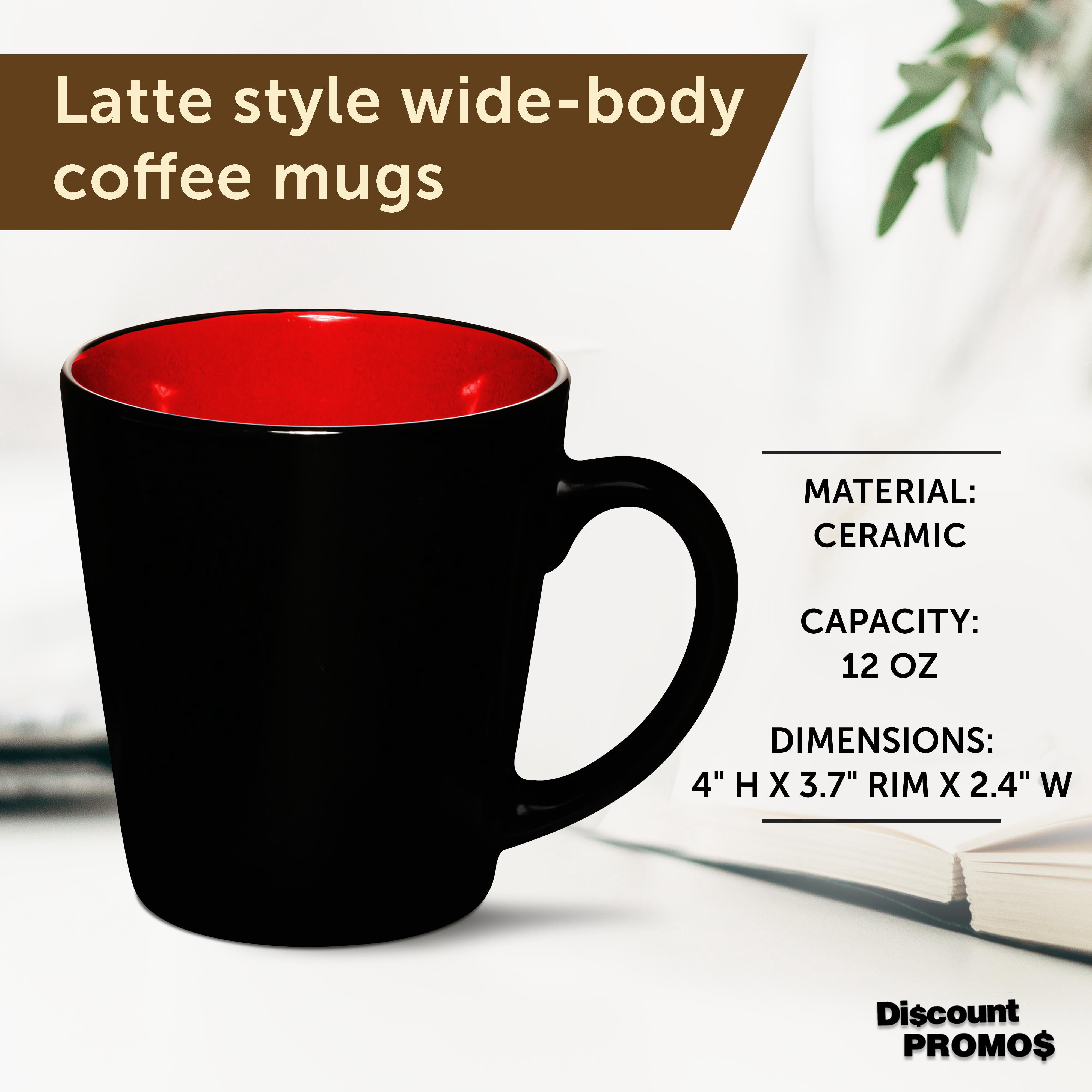 Ceramic Coffee Latte Mugs 12 oz. Set of 10, Bulk Pack - Perfect for Coffee, Tea, Espresso, Hot Cocoa, Other Beverages - Red