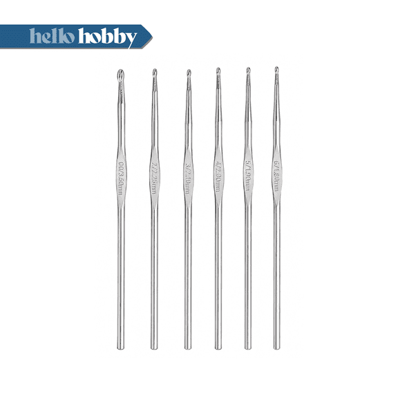 Hello Hobby Steel Crochet Hooks, Sizes 00 and 2-6, 6-Piece Set