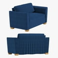 thumbnail image 7 of MUZZ Twin Size Pull Out Sofa Bed, Velvet Sofa Couvh with Pull Out Bed, Sleeper Sofa Couch with Foam Mattress, 2-in-1 Sleeper Couch Bed for Living Room/Apartment/Small Spaces (Blue), 7 of 7
