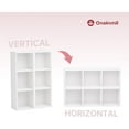 thumbnail image 5 of oneinmil 6 Cube Narrow Book Shelf 3-Tier 2 Pack Bookcase Storage Organizer Short Bookshelf DIY Bookshelves Display Rack Modern Corner Mini Low Bookshelf CD for Home Office, Living Room White, 5 of 5