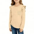 thumbnail image 5 of Miluxas Shirts for Girls Long Sleeve Casual Loose Fit Tunic Tops Solid Blouses Beige 12-13 Years, 5 of 6