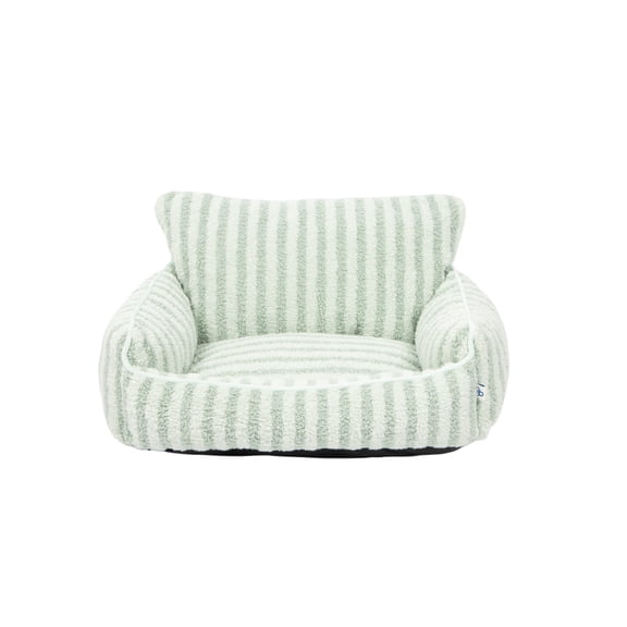 Oodles Striped Sherpa Sofa Lounger Pet Bed, Green, One Size, 27" x 21" x 15"