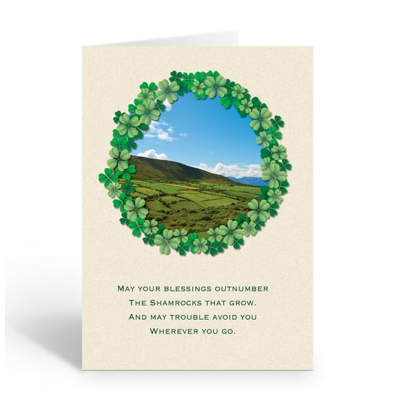 Irish Farmland St. Patrick's Day Card - 12 Cards with Envelopes - St. Patrick's