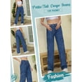 thumbnail image 3 of Tapata Women's 26"/28"/30"/32"/34" Cargo Jeans Straight Leg Short Petite Regular Tall Denim Relaxed Y2K Pants, 3 of 6