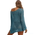 thumbnail image 5 of Womens Oversized Tshirts Hollow Out Breathable Long Sleeve Knitted Cover Top Summer Shirts for Women Green XL, 5 of 5
