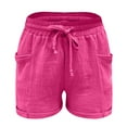 thumbnail image 4 of Seductiva Women's Original Shorts Women's Casual Solid Color Elastic Waist Cotton Linen Sports Shorts Buttocks Real Pocket Shorts Workout Comfy 1PC, 4 of 5