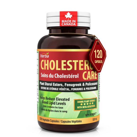 Herba Cholesterol Care - 120 Capsules | Plant Sterols Esters & Fenugreek | Made in Canada