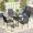 Black Table-Black Chairs, variant on VOXBIN 5 Pieces Patio Dining Set – 40.6" Round Outdoor Table with 4 Stackable Chairs, Black Table and Dark Gray Chairs, For Garden