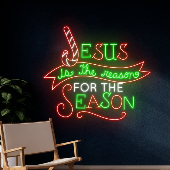 Handmadetneonsign Jesus Is The Reason For The Season Neon Sign, Christmas Led Sign, Merry Christmas