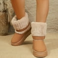 thumbnail image 4 of Viluyesy Womens Winter Snow Boots, Comfortable Soft Thick Sole Keep Warm Furry Collar Mid Calf Suede Boots Khaki US6, 4 of 9