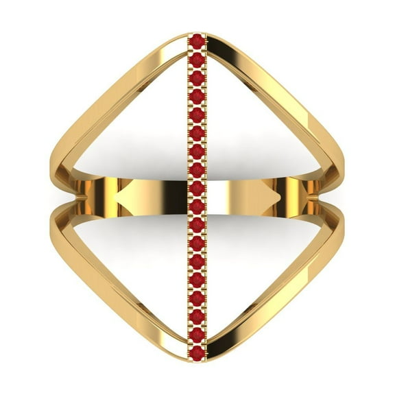 Statement Engagement Ring for Women - 0.09ct Simulated Ruby in 18K Yellow Gold Promise Ring
