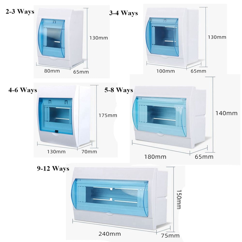 Waterproof Indoor Wall Mount Circuit Breaker Distribution Protection Box Plastic Boxes Electric Transparent Cover Project Case 4-6WAYS
