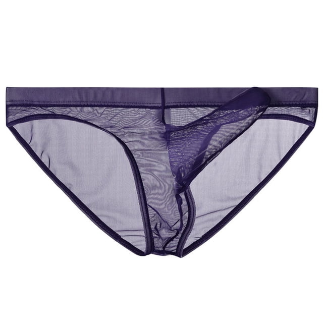 ylioge Mesh Underwear for Men Lightweight Low Rise High-Cut Breathable See-Through Solid Color Comfort Hipsters Briefs
