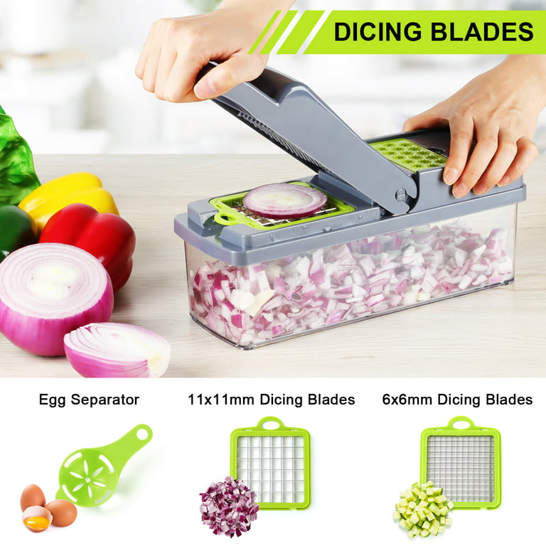 Vesteel 22 in 1 Vegetable Chopper, Multifunctional Onion Chopper Food  Cutter Dicer Mandolin Slicer with Container and Colander Drain Basket - 13