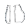 thumbnail image 1 of Accent Diamond Heart Hoop Earrings in 14K White Gold (3/4 Inch), 1 of 4