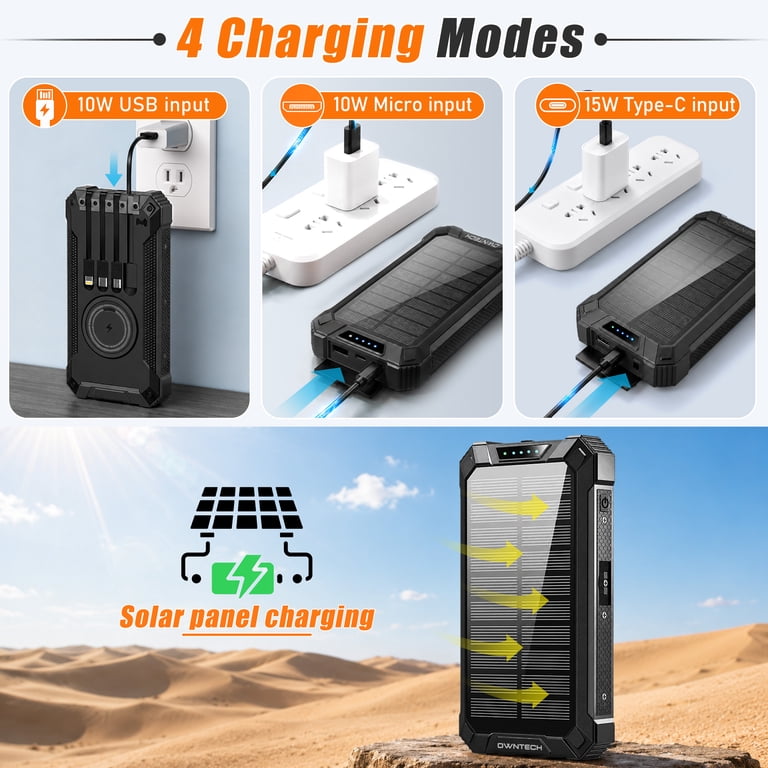 OWNTECH 30000mAh Solar Power Bank with Wireless Charging photo 2