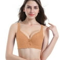 thumbnail image 2 of Gyexs Fashionable Women Lace Gathered Bra Adjustable Thin Cup Underwear Comfortable Support Seamless Bras for Women, Khaki, Size 100B, 2 of 4