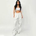 thumbnail image 4 of Loose Pants for Women Elastic High Waist Wide Leg Athletic Pants Y2K Streetwear Causal Sweatpants, L, 4 of 4