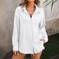 thumbnail image 2 of Womens Summer Outfits, Women Blouses, Trendy Women Shirts Casual Loose Fit Button Up Top Comfortable Wavy Texture Stylish Fashion for Everyday Wear, 2 of 8
