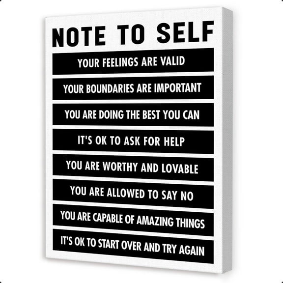 Note to Self Wall Decor,Positive Affirmations Wall Decor,Inspirational Quotes Wall Art,Motivational Canvas Wall Art for Office Home Classroom