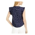 thumbnail image 2 of MAISON JULES Womens Navy Polka Dot Cap Sleeve V Neck Top L, 2 of 4