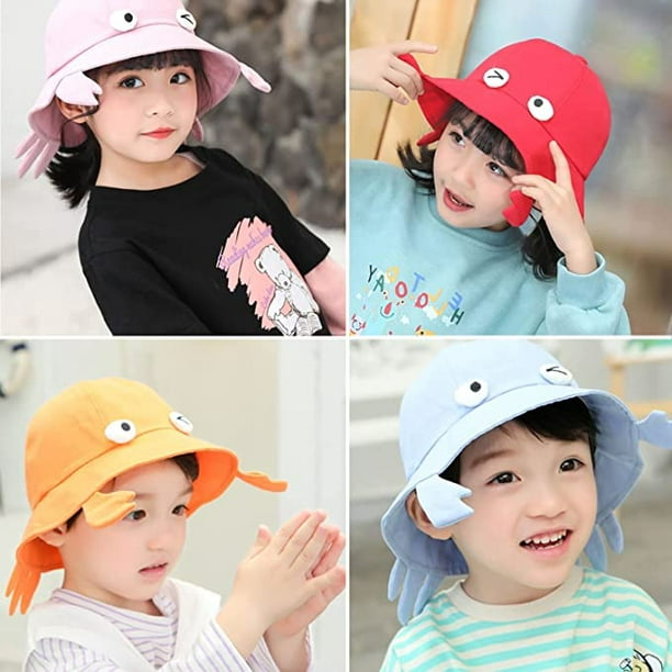 Baby Sun Hat UV Protection Beach Fishing Hat Bucket Hats for Girls Boys 2-6  Years Old Pack of 2（Color random）