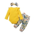 thumbnail image 2 of HWJAD Newborn Baby Girl Clothes, Infant Girl Outfits Long Sleeve Ruffle Romper + Floral Pants + Headband Set, 2 of 7