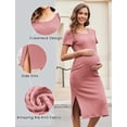 thumbnail image 4 of Ekouaer Maternity Dress Rib Knit Short Sleeve Bodycon Dresses Casual Stretchy Pregnancy Clothes, 4 of 6