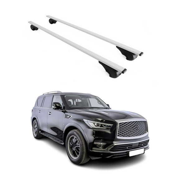 OMAC Roof Racks Cross Bars Carrier Durable for Infiniti QX80 2015-2024 Gray 2 Pcs Anti-Theft for Travel Kayak Canoe Surf Ski Snowboard Camping