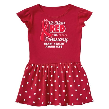 

Inktastic Heart Health Awareness We Wear Red in February Gift Toddler Girl Dress