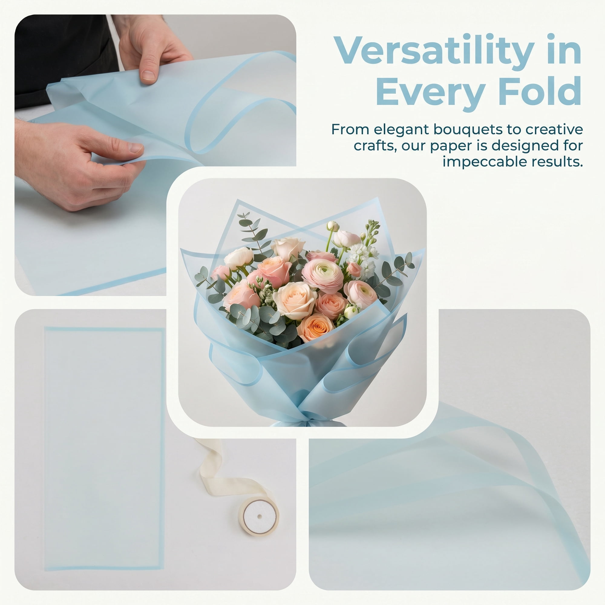 Unique Bargains 20Pcs Waterproof Solid Color Wrapping Paper Sky Blue 22.4" x 22.4"