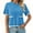 Blue, variant on Color Block Women Short Sleeved Casual Knit Sweater with Pocket