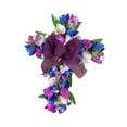thumbnail image 2 of Wreath Puerta delantera Corona Centro de mesa Centro de flores artificiales Decoración de Pascua para ventana del festival afuera Arco púrpura, 2 of 8
