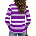 thumbnail image 5 of Stralyhd Long Sleeve Shirts for Women Striped Cozy Casual Crewneck Pullover with Button Cuffs Soft Comfy Relaxed Fall Spring Clothes for Office Purple S, 5 of 5