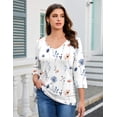 thumbnail image 6 of Zeagoo Women's Blouse 3/4 Length Sleeve V Neck Dressy Floral Tunic Top Soft Lightweight Summer Tees Business Casual Work Tops, 6 of 7