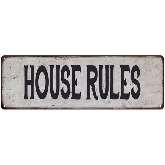 HOUSE RULES Vintage Look Rustic 6x18 Metal Sign Chic Retro 106180035098