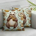 thumbnail image 2 of QZHH  Cute Sloths Sitting Around Donuts Pattern Pillow Covers Printed Throw Pillow Cases Outdoor Decorative Pillow Covers Brown and Green 2pc, 2 of 6