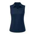 thumbnail image 6 of Craaazy Women's Slim Fit Sleeveless Lapel Collared Tops Half Zip Solid Color Athletic Workout Tank Tops Gift, 6 of 6