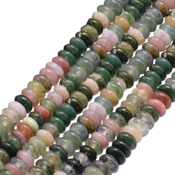1 caja de 185 piezas de cuentas Heishi de ágata de 4 mm, cuentas de piedra para ábaco, hilo a granel, surtido de colores, discos de piedras preciosas, separadores sueltos de energía