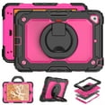 thumbnail image 6 of TECH CIRCLE Case for Apple iPad Mini (7.9") Tablet - [Built with Screen Protector] Heavy Duty Protection Rugged Case with Kickstand Portable Handle Drop Proof Cover, Black+Rose, 6 of 10