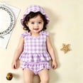 thumbnail image 2 of LIIPEE Baby Girls Tankinis Swimsuit Sets 3 Piece Set Kids Casual Summer Plaid Print Ruffle Trim Bowknot Decoration Tankini Tops And Briefs And Swim Hats Cute Beach Pool Party Swimwear,18-24 Months, 2 of 4